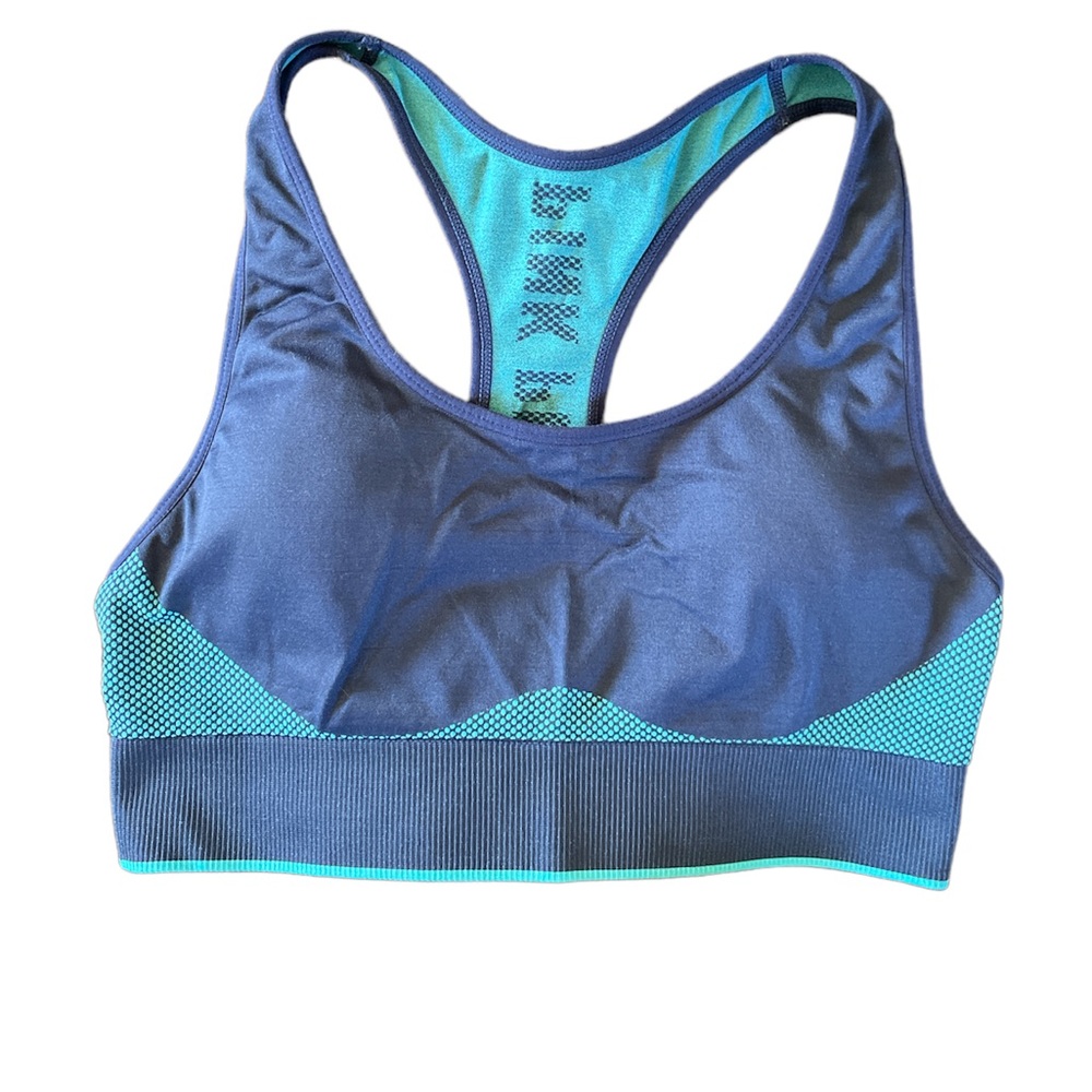 Victoria Secret Pink seamless ultimate lightly lined blue racerback sports bra